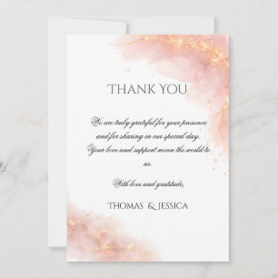 Blush-Gold-Schimmer Romantische Hochzeit Eleganz Dankeskarte