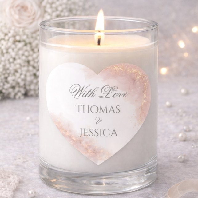 Blush Gold Sparkle Romantic Wedding Elegance Herz-Aufkleber (Von Creator hochgeladen)