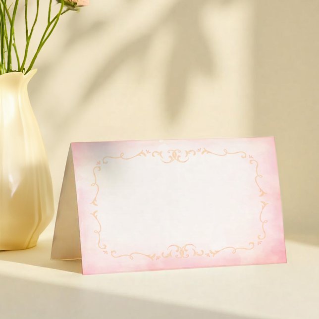 Blush Gold Tee Party Zeltkarte für Brautparty Platzkarte (Blank Place Cards)