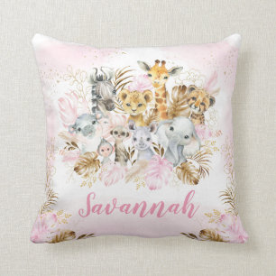 Blush Gold Tropical Jungle Safari Kinderzimmer Kissen