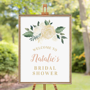 Blush Gold und Green Floral Brautparty Willkommen Poster