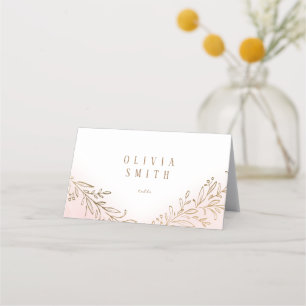 Blush gold vergoldete botanische Hochzeit Platzkarte