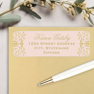 Blush Gold Vintage Glamour Hochzeit Rücksendeadres