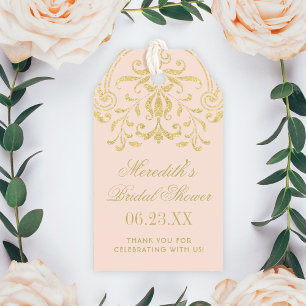 Blush Gold Vintage Glamour Hochzeitsfeier Brautpar Geschenkanhänger