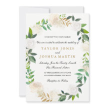 Blush Gold Watercolor Wraath Wedding Einladung
