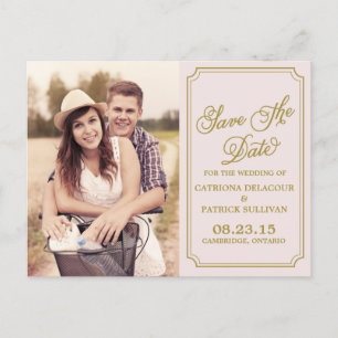 Blush & Gold Whimsical Save-the-Date-Postkarte Ankündigungspostkarte