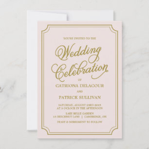 Blush & Gold Whimsical Script Einladung zur Hochze