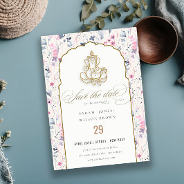 Blush Gold Wildblume Ganesh Indian Wedding Save The Date