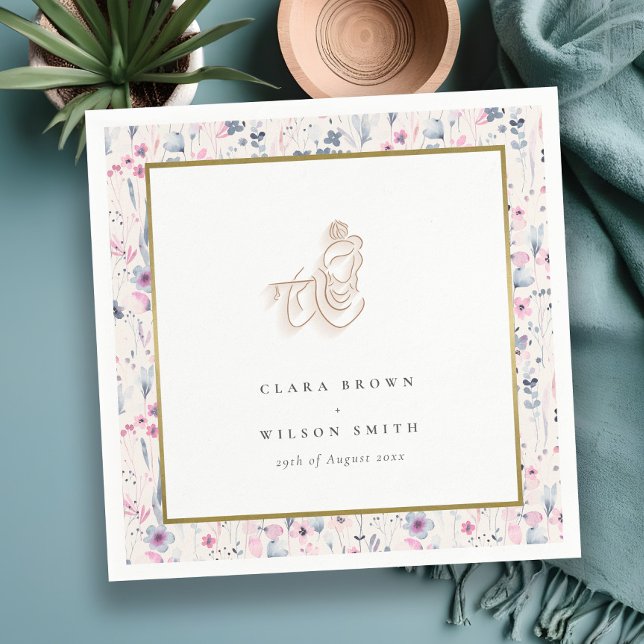 Blush Gold Wildblume Krishna Indian Wedding Serviette (Von Creator hochgeladen)