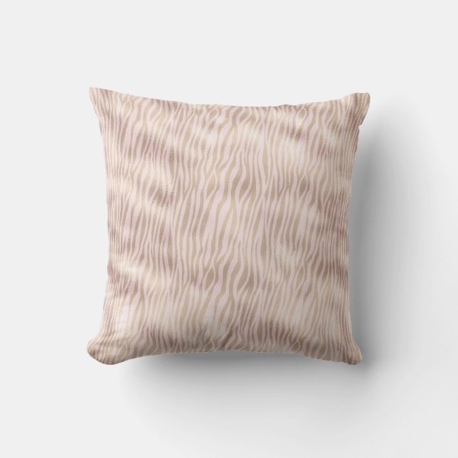 Blush Gold Zebra Print Kissen (Vorderseite)