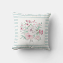 Blush Grau Mint Stripe Posie Kissen