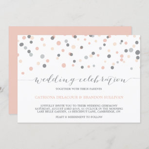 Blush & Gray Confetti Dots Einladung Hochzeit