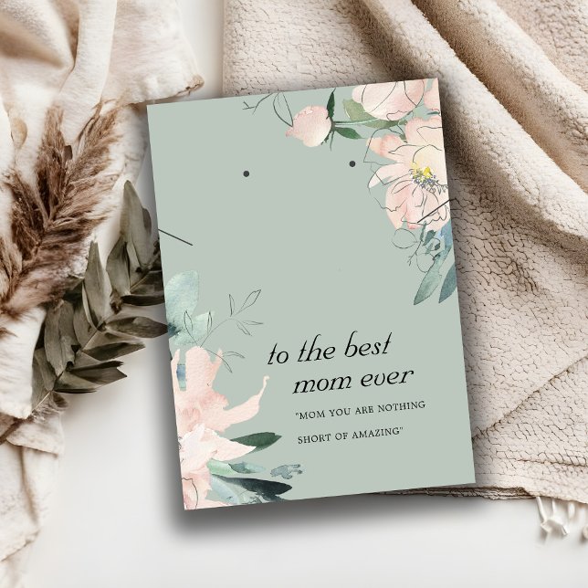 BLUSH GRAY FLORAL MAMA GIFT NECKLACE EARRING CARD PLATZKARTE (Von Creator hochgeladen)