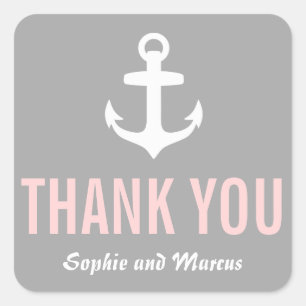 Blush & Gray Nautical Danke, Sticker