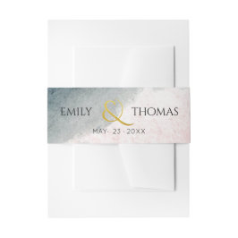 Blush Gray Watercolor Gold Name Datum Hochzeit Einladungsbanderole