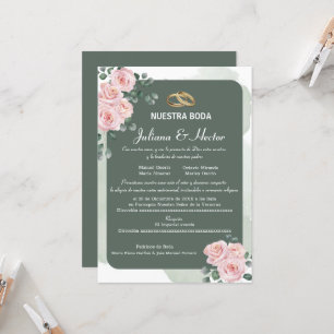 Blush Green Florals Wedding Einladung