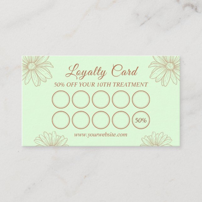 Blush Green loyalty Card for Salon & Beauty Artist Treuekarte (Vorderseite)