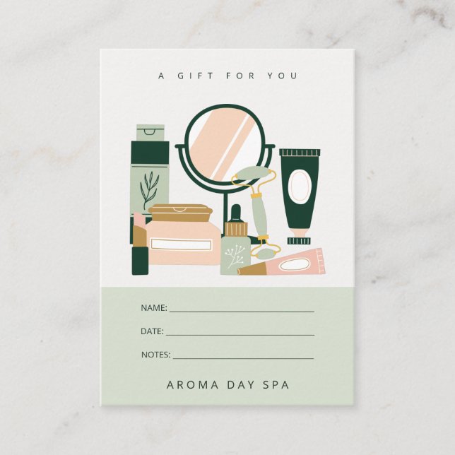 Blush Green Makeup Artist Cosmologe Gift Card Terminkarte (Vorderseite)