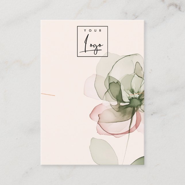 Blush Green Pink Blume Logo Nekklasseanzeige Visitenkarte (Vorderseite)