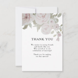 Blush Grey Pink Rose Floral Wasserfarbe Hochzeit Dankeskarte