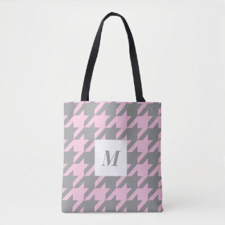 Blush Hahnentrittmuster Mit Monogramm Totbeutel