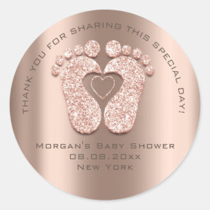 Blush Heart Feet Baby Dusche Gefallen Geschenk Vie Runder Aufkleber