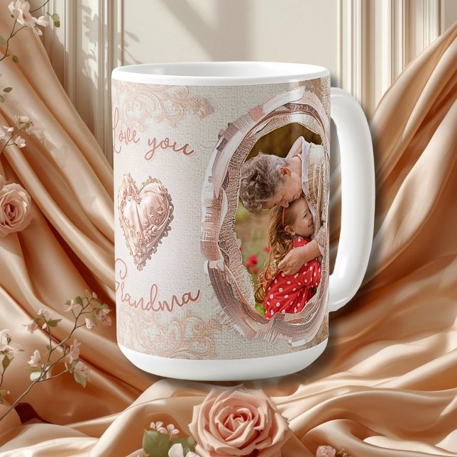 Blush Heirloom Heart Family Photo Keepsake Panel Kaffeetasse (Von Creator hochgeladen)