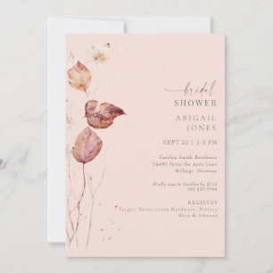 Blush Herbst Gold Text Bridal Dusche Einladung