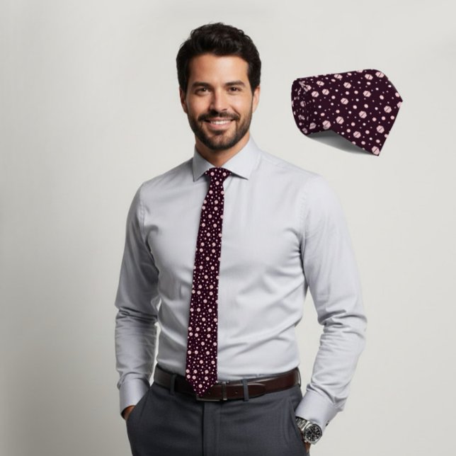 Blush Hexagon Geometric Dark Plum Tie Krawatte (Von Creator hochgeladen)
