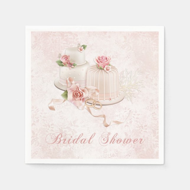 Blush Hochzeitstorten mit Rose Serviette (Vorderseite)