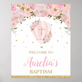 Blush Hot Air Ballon Christening Taufe Willkommen Poster