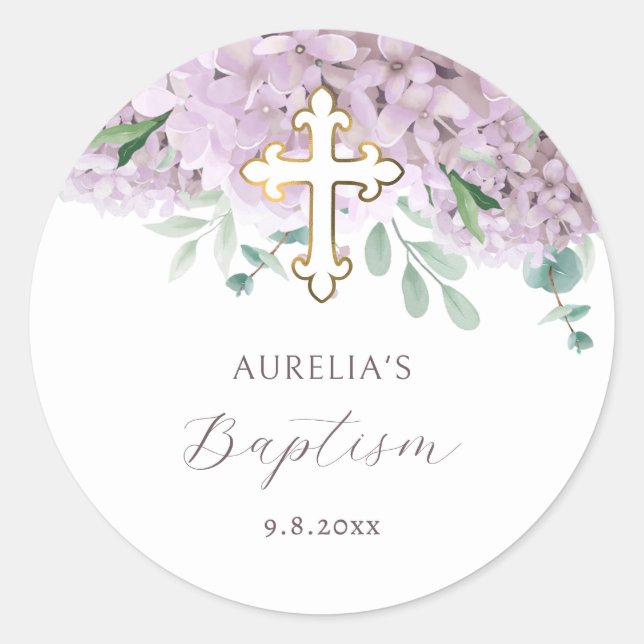 Blush Hydrangea Baptism Sticker (Vorderseite)