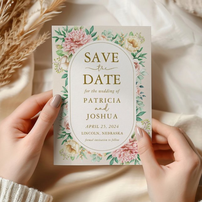 Blush Hydrangea Bloral Save the Date Hochzeitskart (Von Creator hochgeladen)