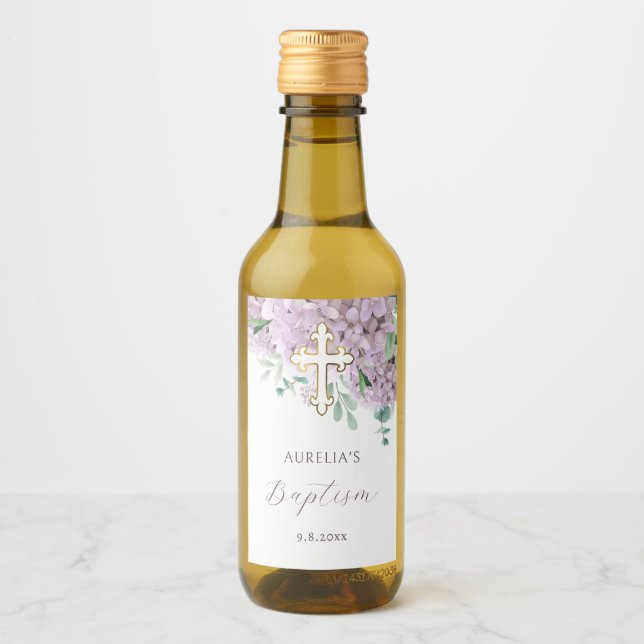 Blush Hydrangea Taufe Weinetikett (Vorderseite)