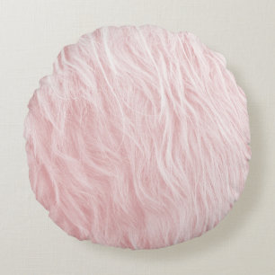 Blush-Imitate Hochland-Kuh-Fur #1 (Imitate-Fur) #a Rundes Kissen