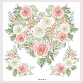 Blush in White Rose Wasserfarbe Blumendesign Aufkleber