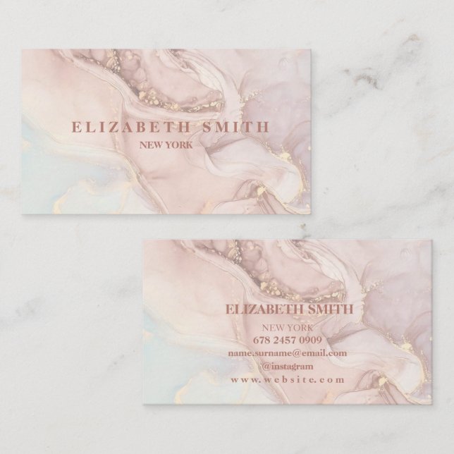 Blush-Ink und Goldmarmor Visitenkarte (Vorne/Hinten)