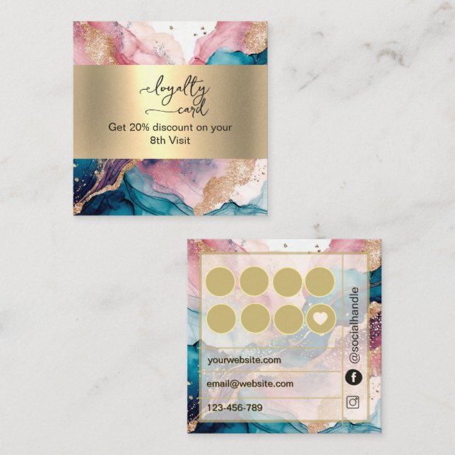 Blush iridescent  Watercolor and Gold Foil  Treuekarte (Vorne/Hinten)