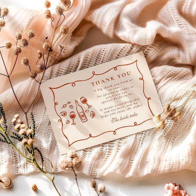 Blush Italian Wine Bridal Shower Dankeskarte (Von Creator hochgeladen)