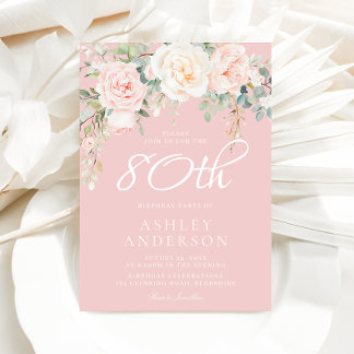 Blush & Ivory Blume Frauen 80. Geburtstagsparty Einladung