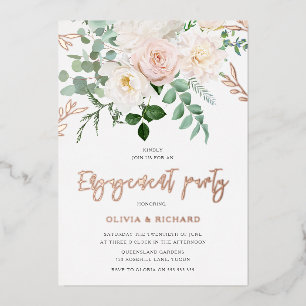 Blush & Ivory Blume Rose Gold Engagement Party Folieneinladung