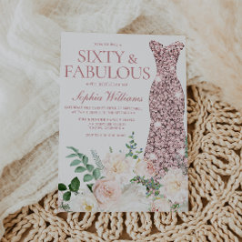 Blush & Ivory Blume Rose Gold Gown 60. Geburtstag Einladung