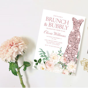 Blush Ivory Elegantes Brautparty Brunch & Bubbly Einladung