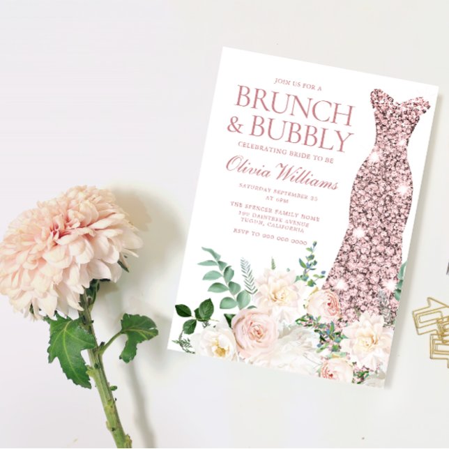 Blush Ivory Elegantes Brautparty Brunch & Bubbly Einladung (Von Creator hochgeladen)