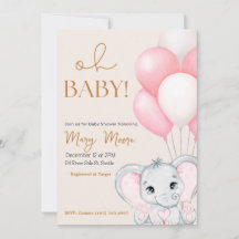 Blush Ivory Elephant Pink Balloons Babydusche