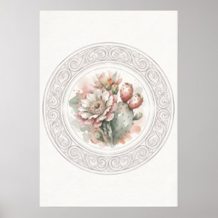 Blush Kaktus Blumen Ornates Botanisches Poster