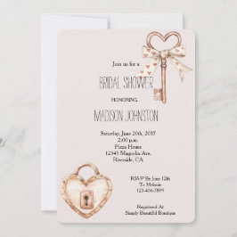 Blush Key für mein Herz-Brautparty Einladung