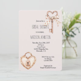 Blush Key für mein Herz-Brautparty Einladung