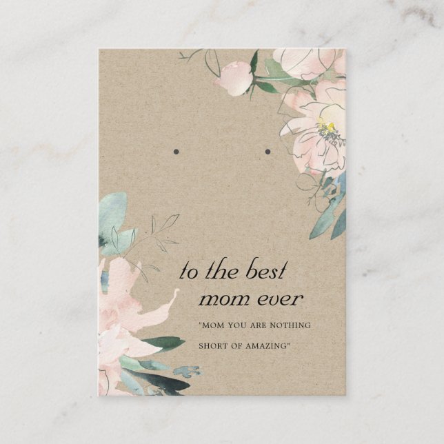 BLUSH KRAFT FLORAL MAMA GIFT EARRING DISPLAY CARD PLATZKARTE (Vorderseite)