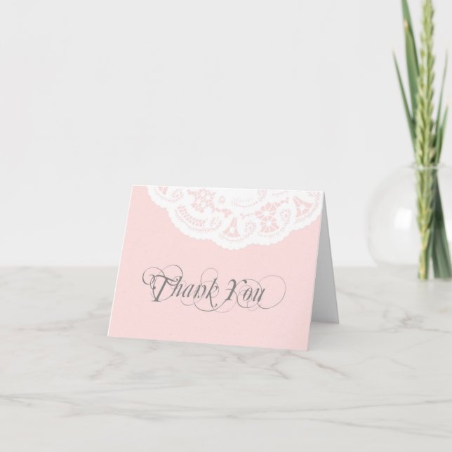 Blush Lace Doily Wedding Danke Note Card (Vorderseite)